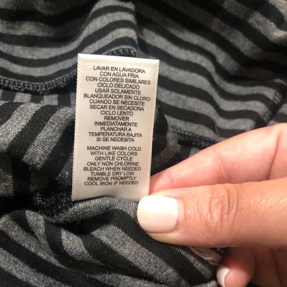 Daisy Fuentes black gray stripe dress LARGE - Picture 7 of 9